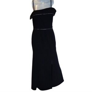 Alexa B Nites Dress Woman's Size 10 Black Rhinestones Back Asymmetric Party Prom
